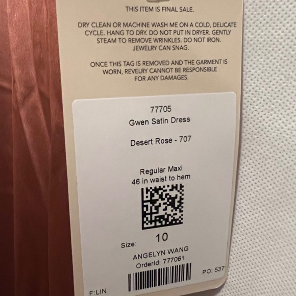 NWT Revelry Gwen Satin Bridesmaid Dress in Desert Rose - Picture 2 of 3